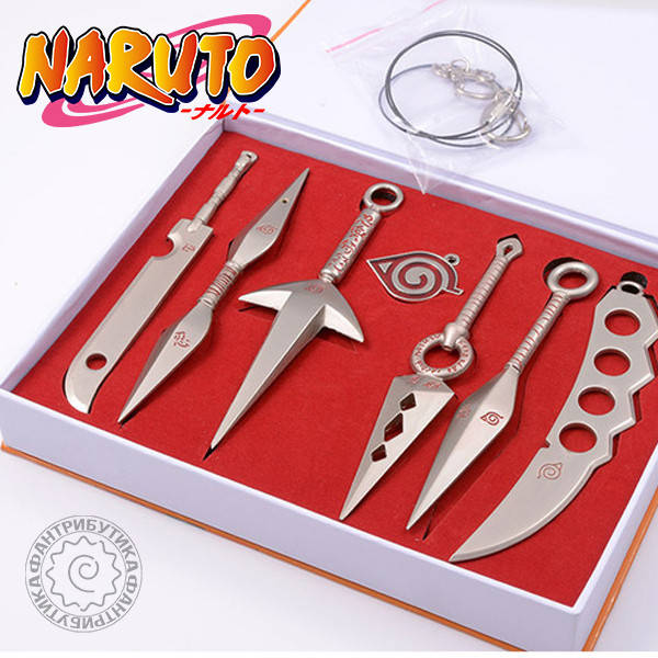 

Набор Кунаев мечей брелков сюрикенов Наруто Металлические naruto, Белый