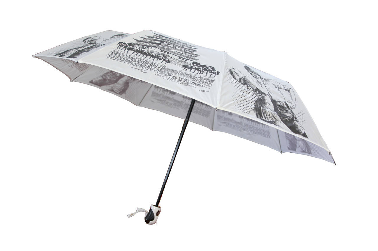 

Женский зонт полуавтомат на 9 спиц белого цвета с романтическим рисунком, Белый