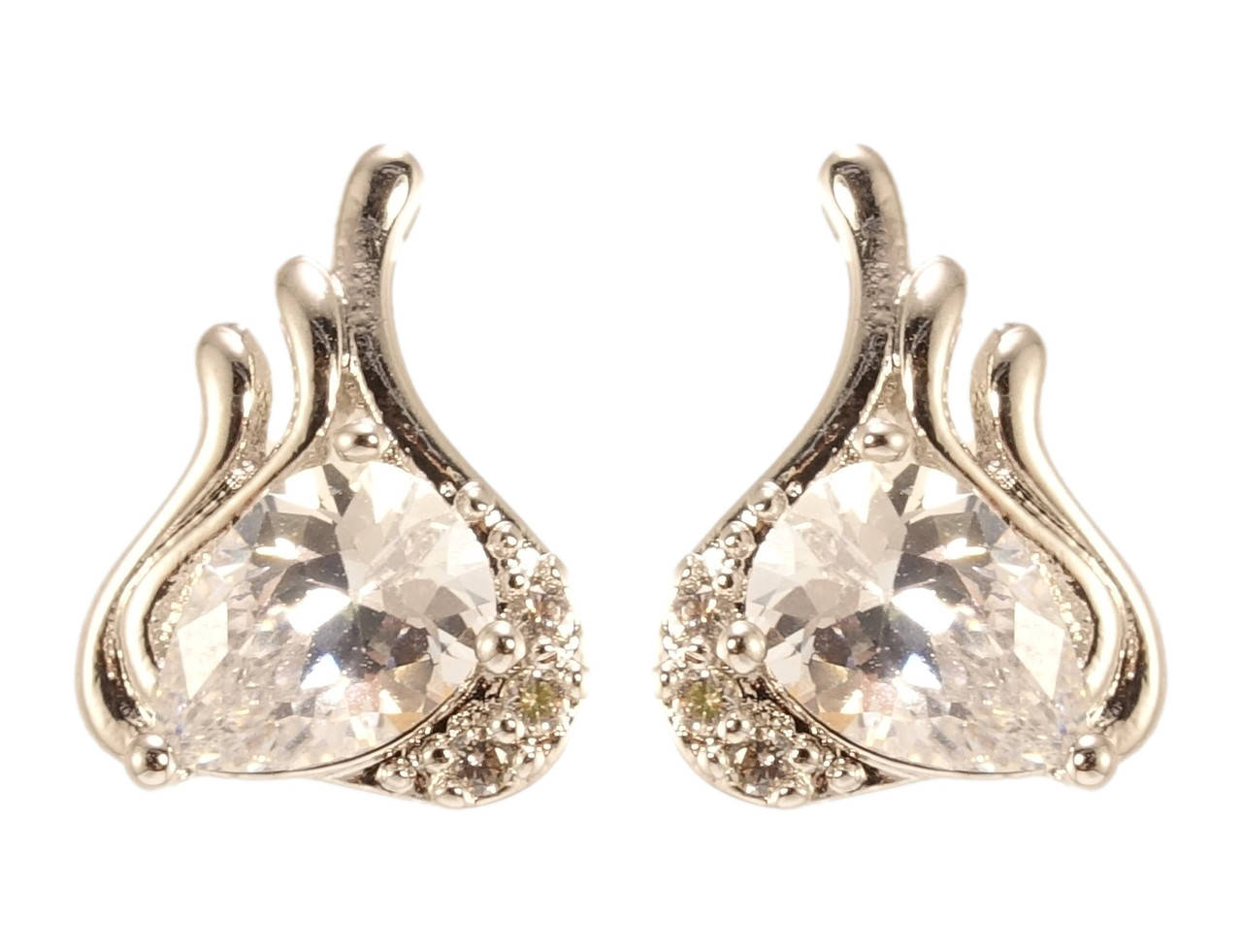 

Серьги Xuping Родий гвоздики (пусеты) "Фантазийный орнамент кристалл капелька с цирконием"