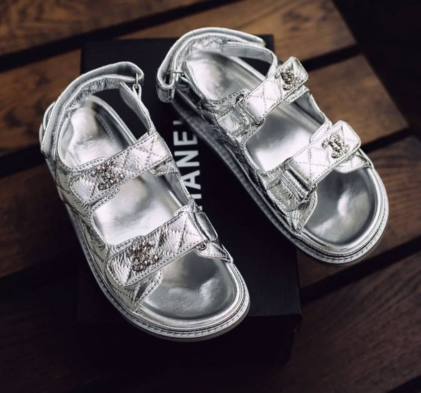 

Женские сандалии Chanel Sandals Silver (босоножки шанель, серебристые)