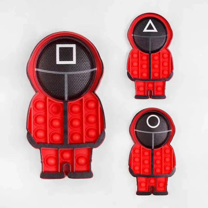 

Детская Игра-атистресс С 50306 "Игра в кальмара", "Надзиратель", 3 вида, 17,5 см, 15 пупырок,