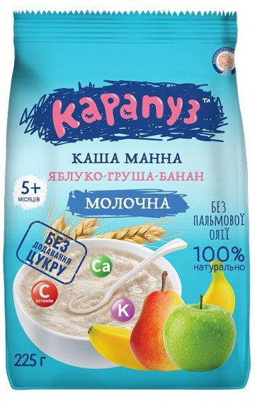

Каша молочная манная яблоко груша банан 5м+ 225г Карапуз Украина 1062124