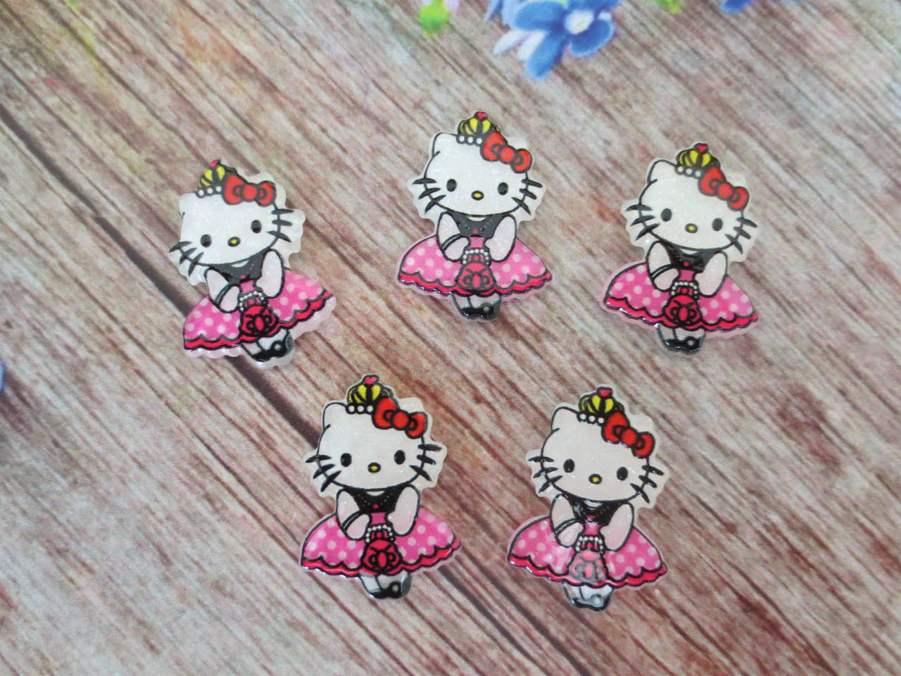 

Планер, плоская серединка "Китти в блестках", цвет малиновый, 23х17 мм, 1 шт