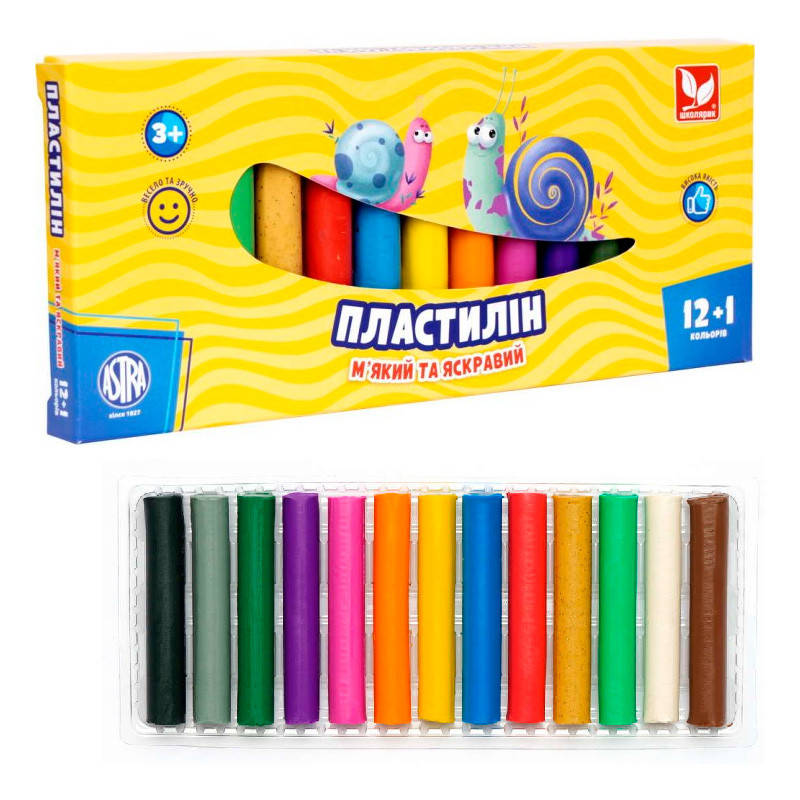 

Пластилин "Школярик" 303115007-UA, 13 цветов