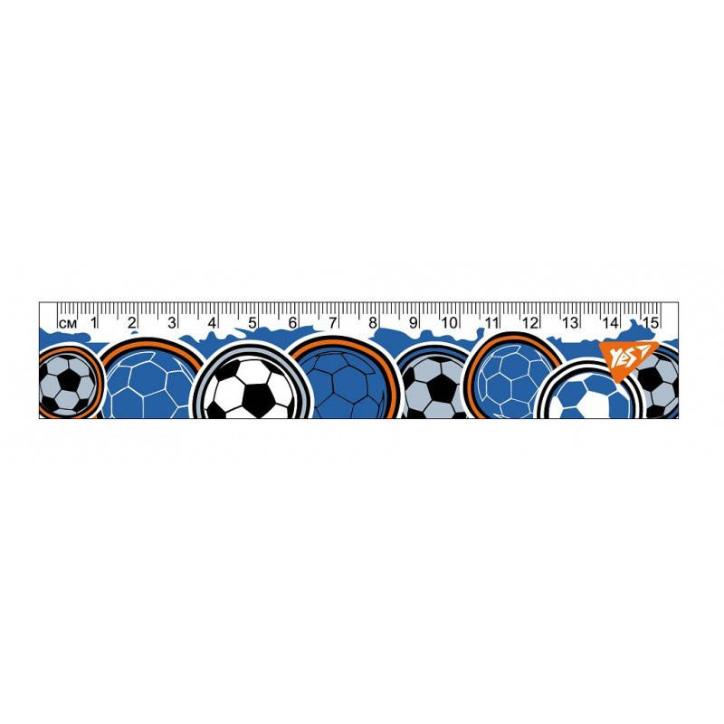 

Линейка YES, 15 см "Football", Белый
