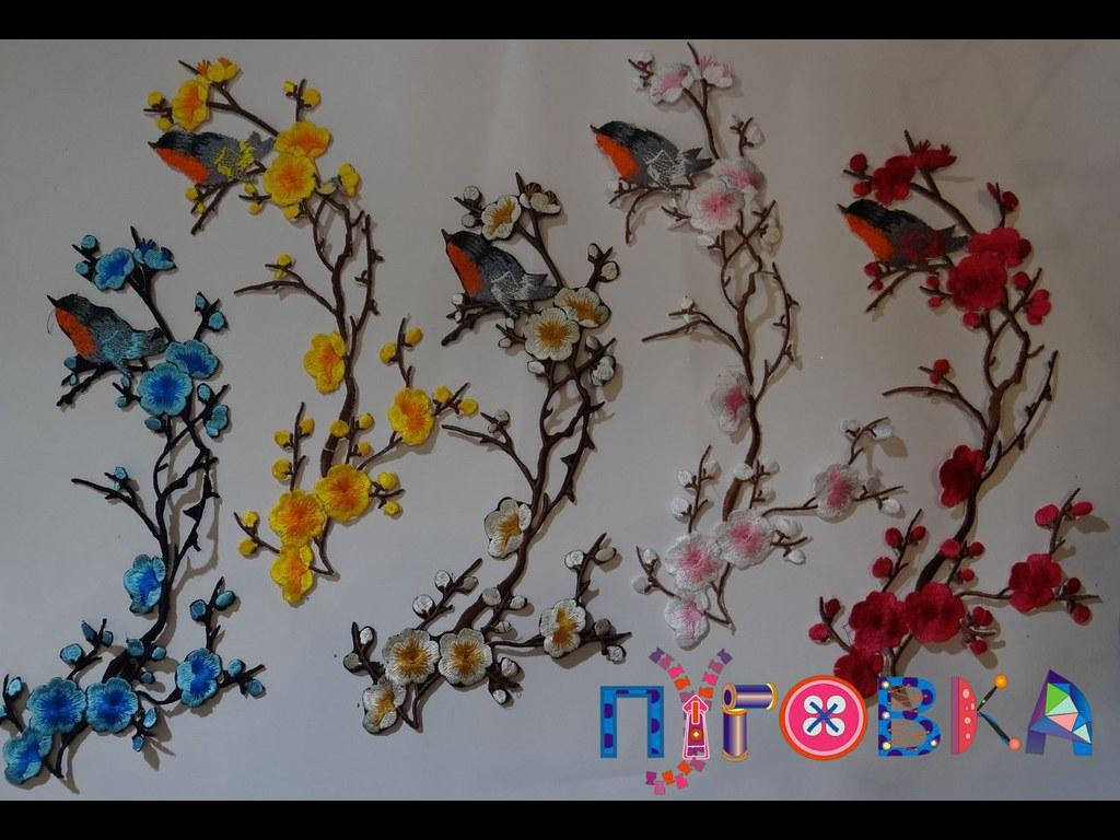 

Аппликация термоклеевая птицы на ветке 6115, Красный