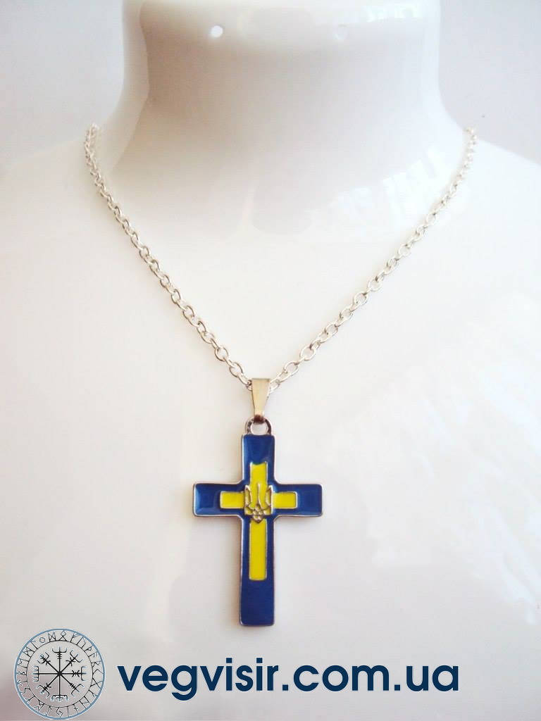 

Кулон Подвеска крест с трезубцем тризуб герб трезубец України Украины