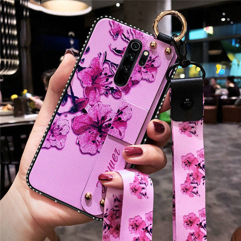 

Чехол для Xiaomi Redmi note 8 pro/ сяоми редми нот 8 про с ремешком и стразами Flower style
