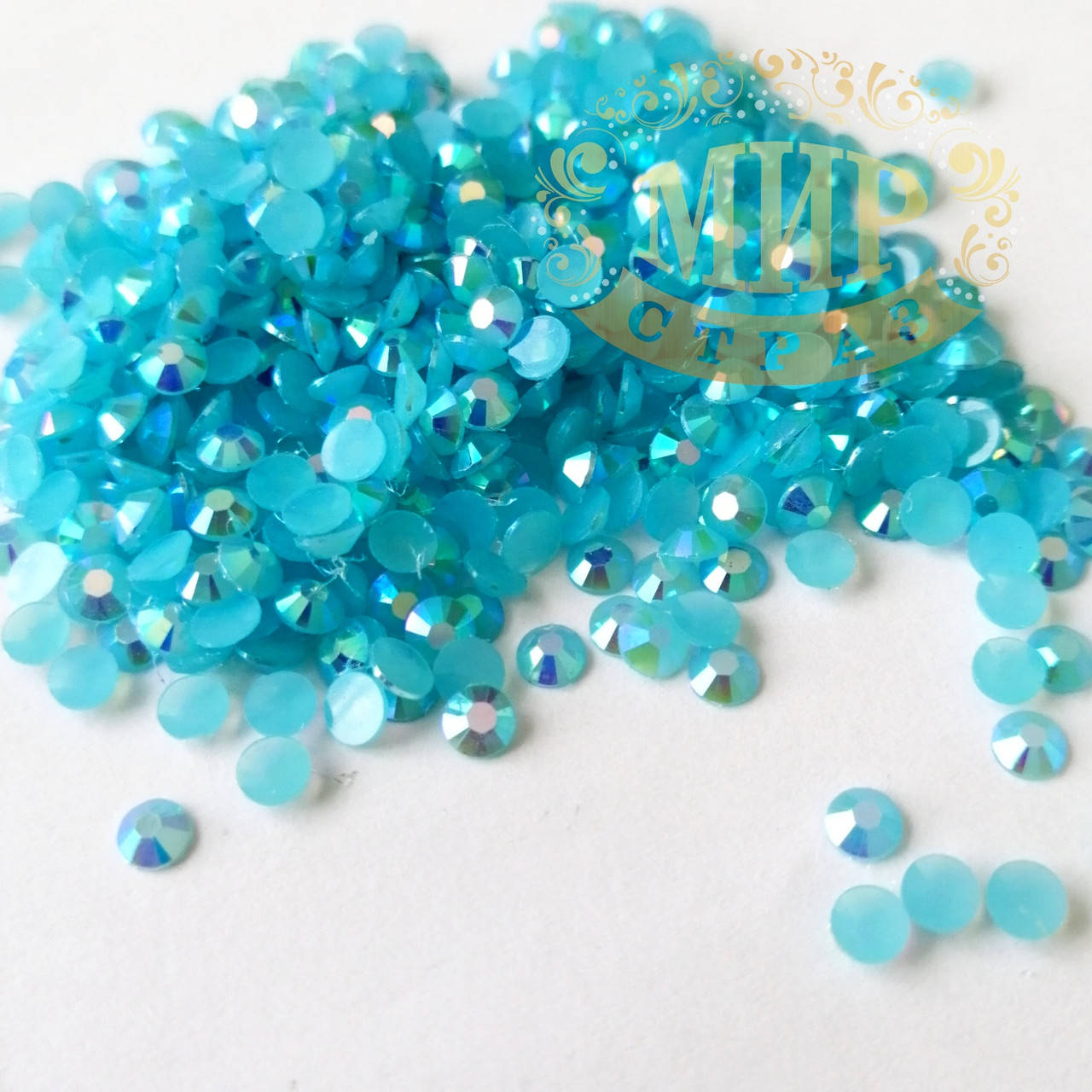

Стразы эконом Milk Aqua AB, ss16 (4мм)*100шт.