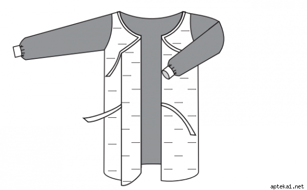 

Халат медичний (хірургiчний) на зав"язках (розм.50-52(L)) стерильный, Голубой