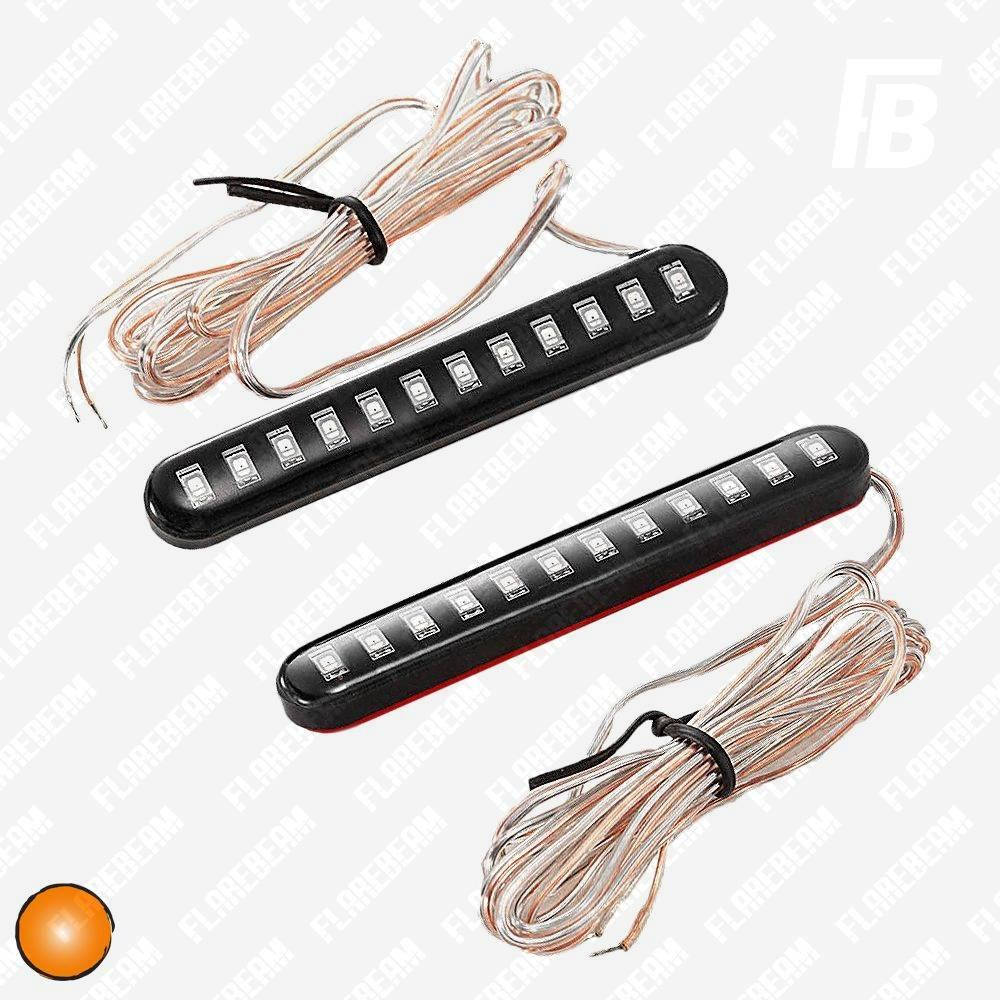 

Поворотники (бегущие) универсальные светодиодные (LED), "линия", 8 см * 1,2 см, SMD 2835*12, чёрные, 2 шт.