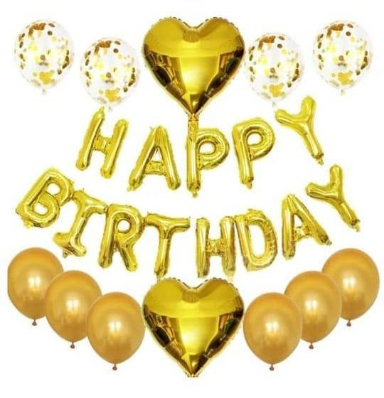 

Набор из шаров с гирляндой HAPPY BIRTHDAY | Золотое сердце