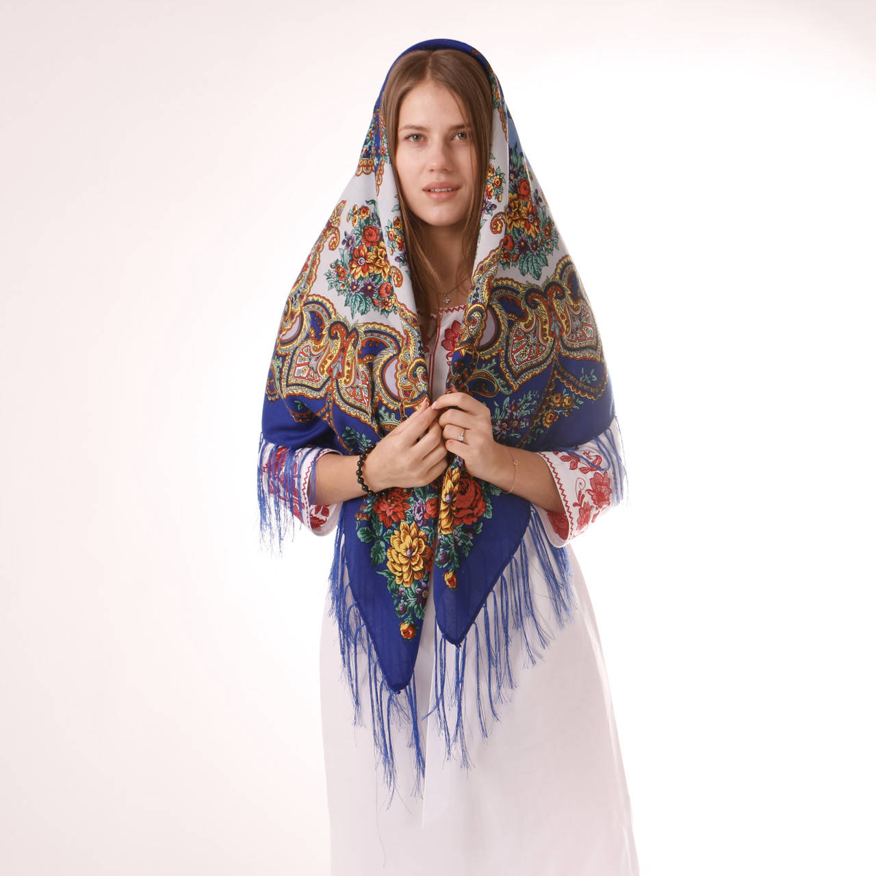 

Хустка вовняна синя Т120/179, Синий