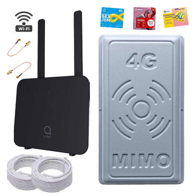 

4G Wi-Fi комплект "Домашний интернет на дачу" (4G роутер Alcatel+антенна МИМО 17 Дб)