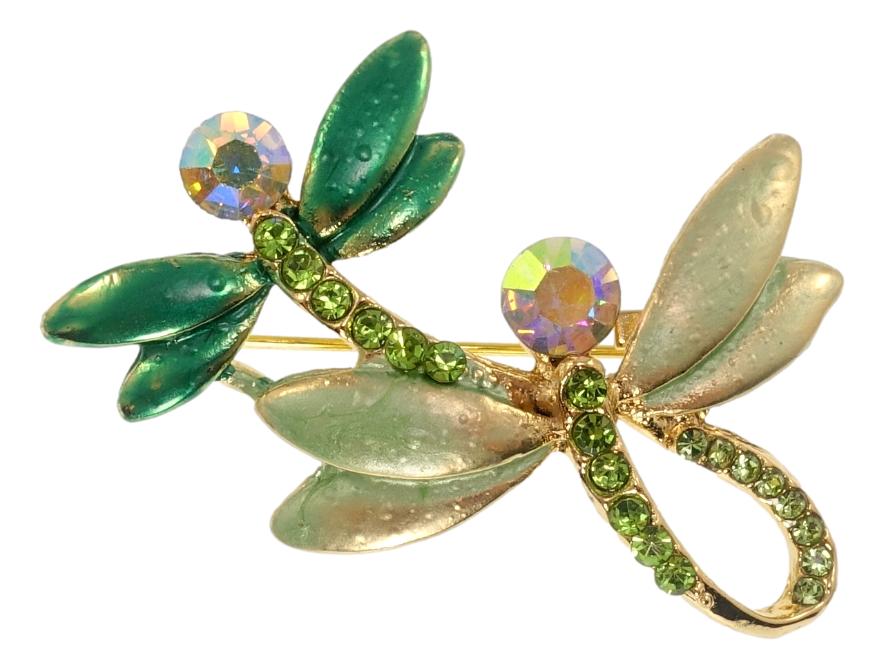 

Брошь "Две стрекозы с зелёными стразами"