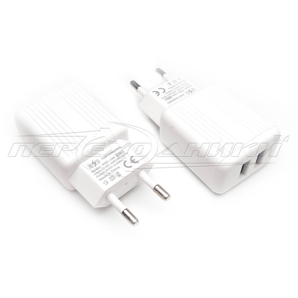 

Сетевое зарядное устройство USB 5V, 2.4 A (2USB), Белый