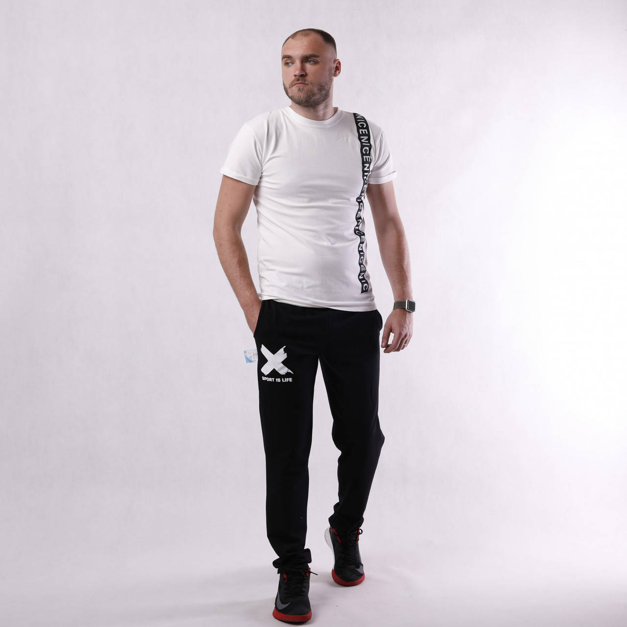 

Штаны мужские спортивные 19043 Sport Black двунитка 60-62, Черный