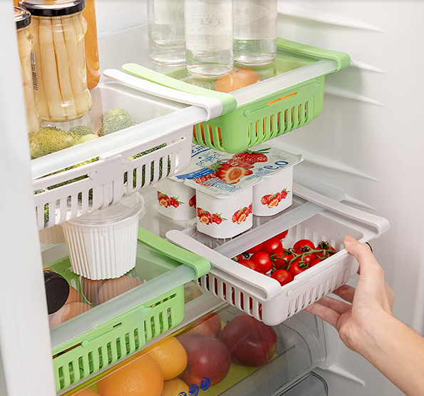 

Раздвижной пластиковый контейнер для хранения продуктов и мелочей. Зеленый, Зелёный