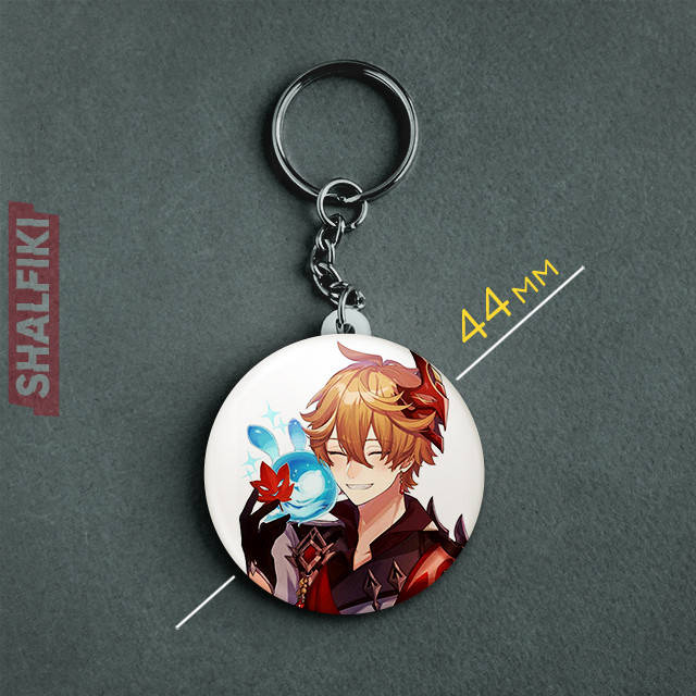 

"Тарталья Чайлд (Геншин / Genshin)" брелок круглый Ø44 мм, Разные цвета