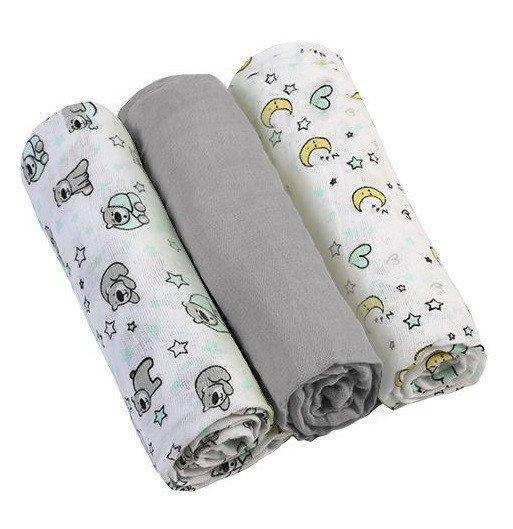 

Муслиновые пеленки BabyOno Cупермягкие Набор 3 шт. Серые