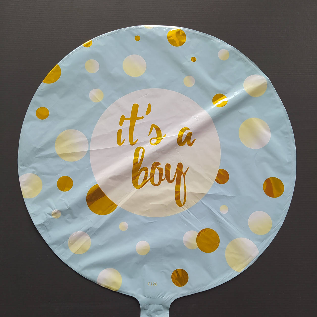 

Фольгированный шар круг It's a boy с золотыми кружочками 18 "Китай, Голубой