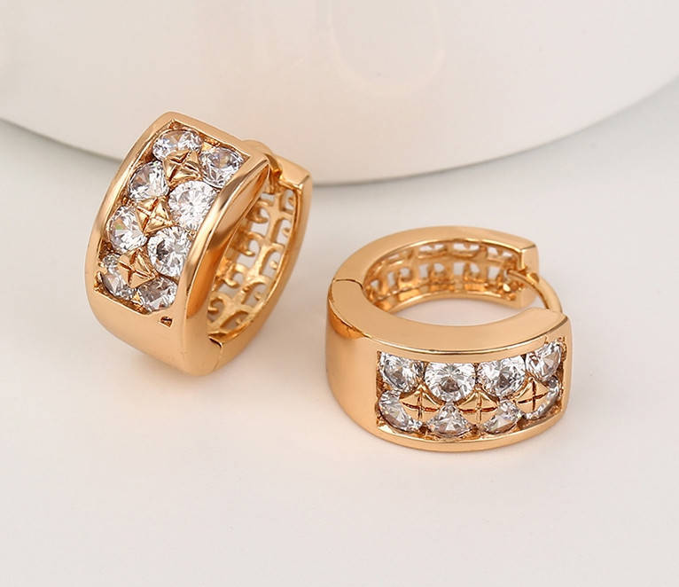 

Серьги кольца, два ряда циркония, медзолото Xuping, 18К