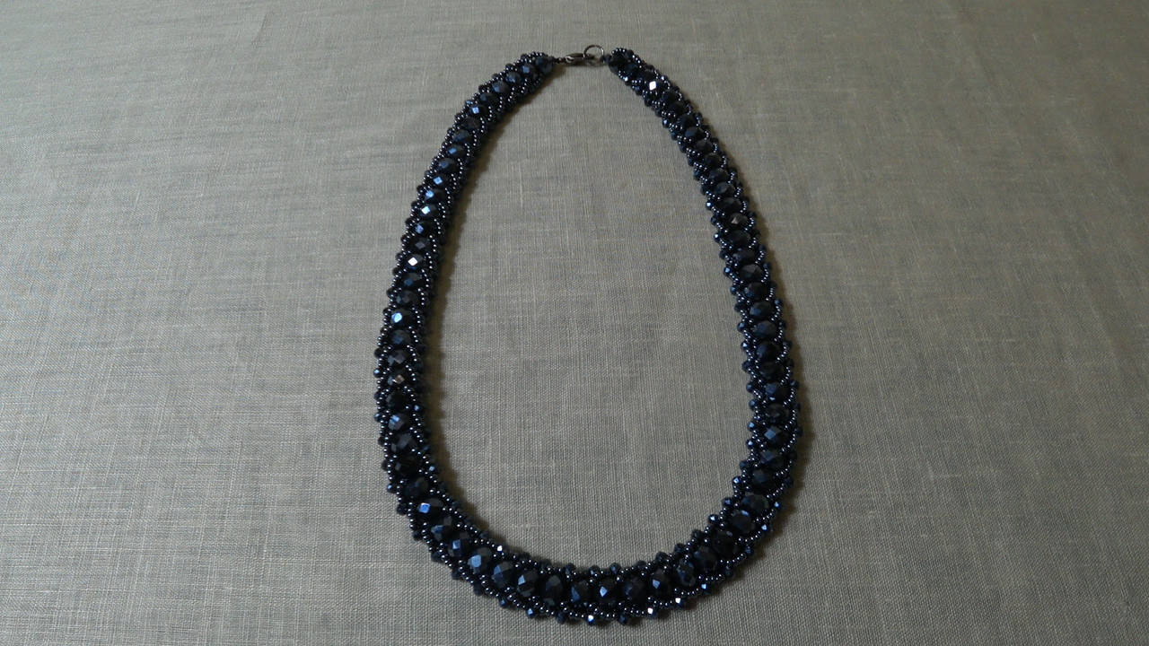 

Колье Ожерелье из бисера и Черного АГАТА 450мм