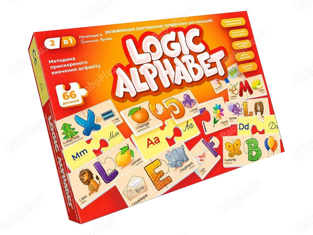 

ПАЗЛИ-АСОЦІАЦІЇ РОЗВИВАЮЧІ LOGIC ALPHABET. DANKO TOYS G-LOA-01-03. АНГЛ/РОС
