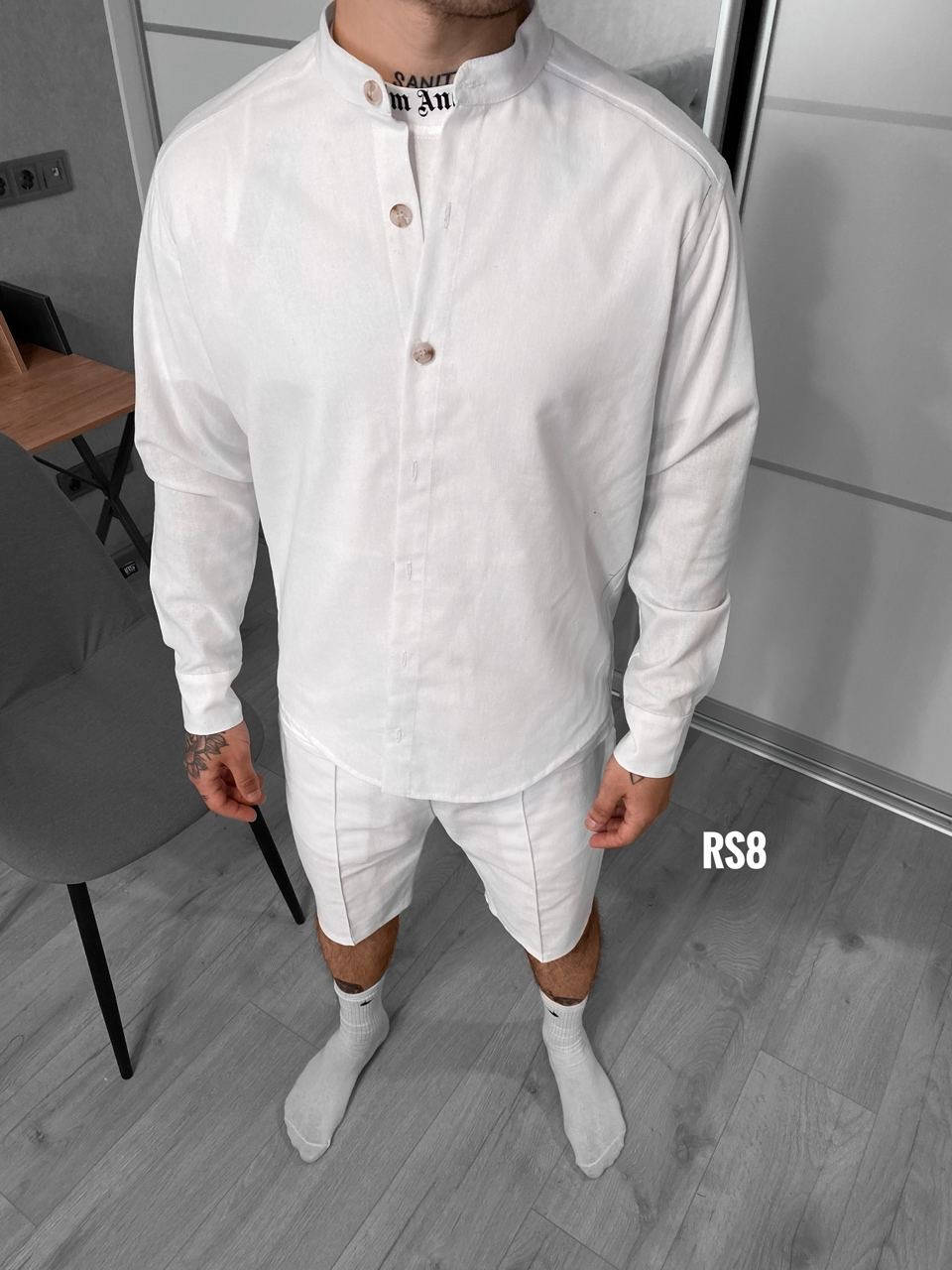 

Мужской костюм рубашка +шорты белый