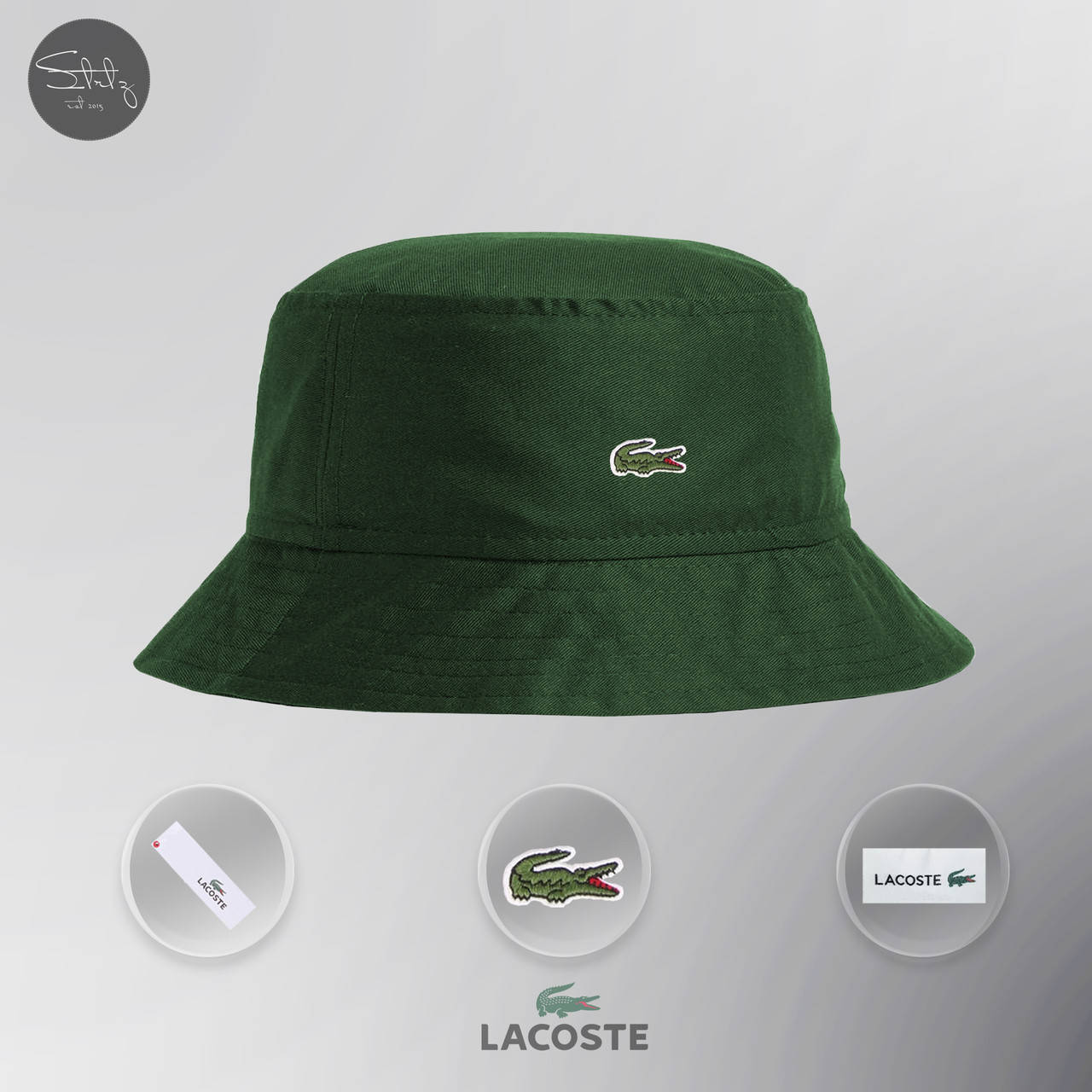 

Панама Lacoste однотонная Лакоста зеленого цвета