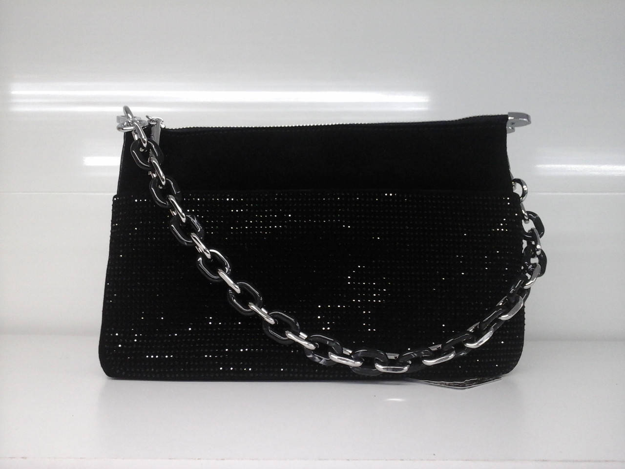 

Сумка клатч замшевая с камнями, Черный