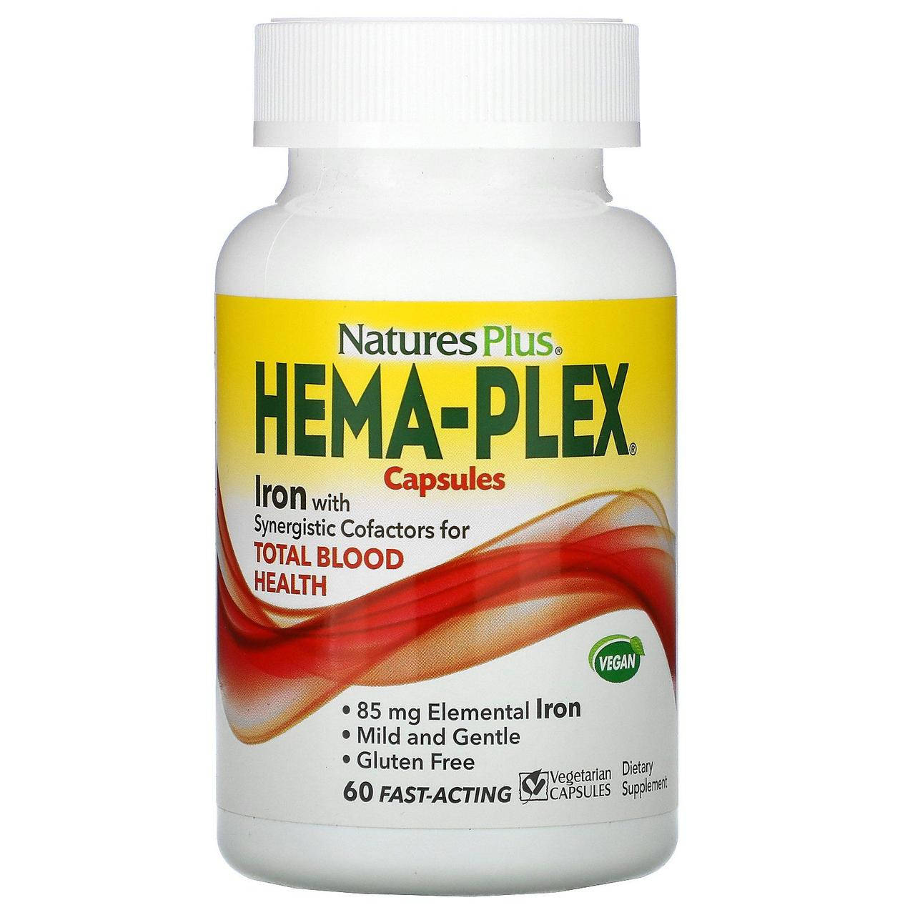 

Nature's Plus Hema-Plex комплекс с железом 60 капсул быстрого действия