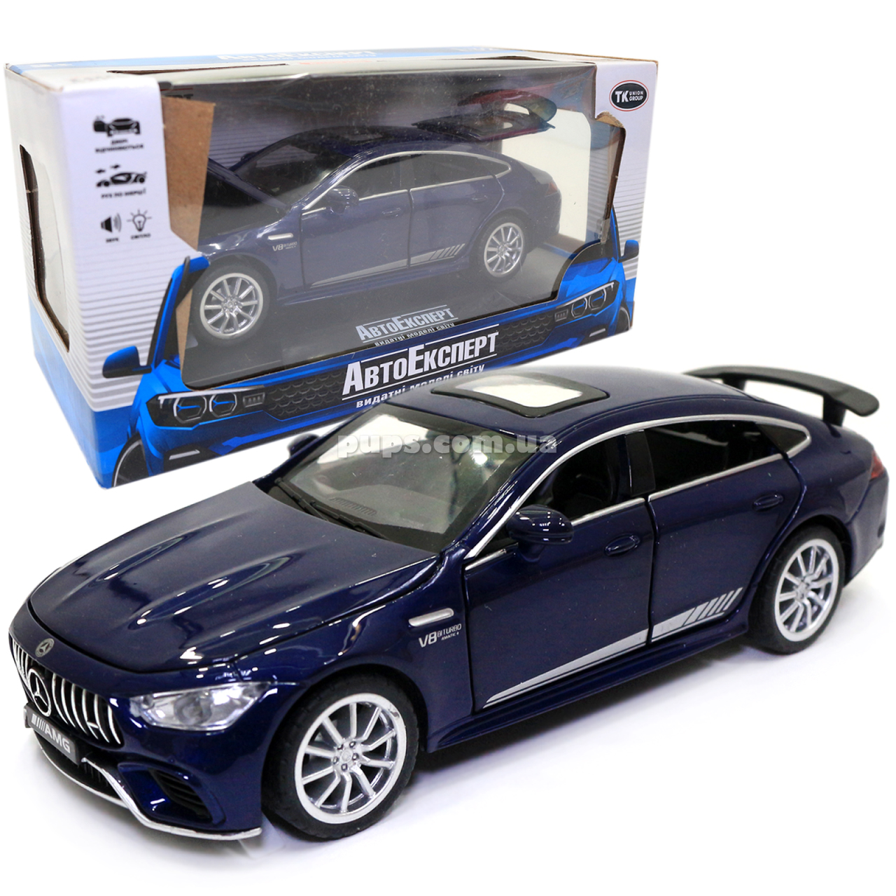 

Игрушечная машинка металлическая Mercedes-Benz AMG «АвтоЕксперт» Мерседес синий звук свет 15*6*5 см (26902)