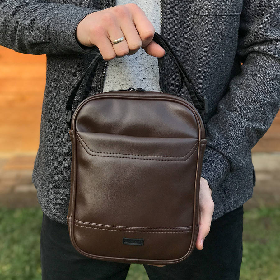 

Мужская кожаная сумка мессенджер через плечо Mk барсетка коричневая, Коричневый