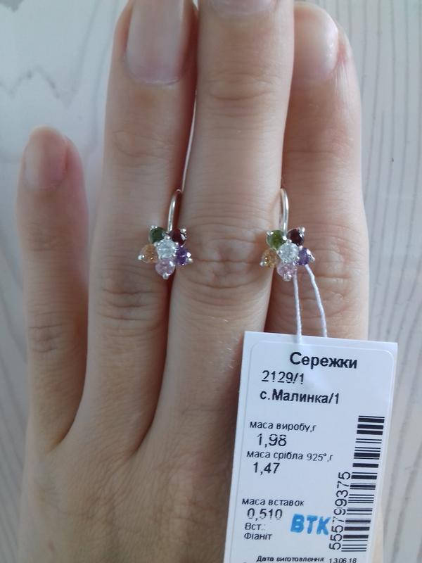 

Серебряные детские серьги малинка