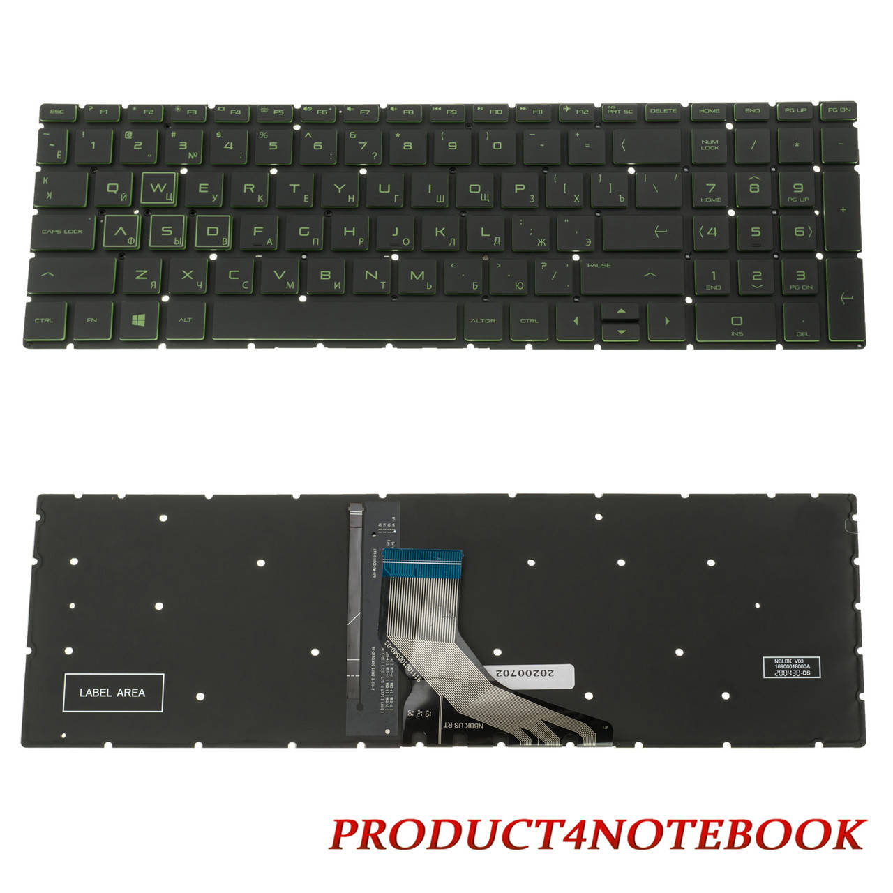 

Клавиатура для ноутбука HP (15-cx, 15-ec) rus, black, без фрейма, подсветка клавиш GREEN (ОРИГИНАЛ), Черный