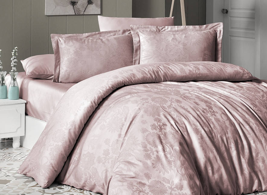 

Комплект постельного белья First Choice Jacquard Herra Pudra сатин 220-160 см пудра