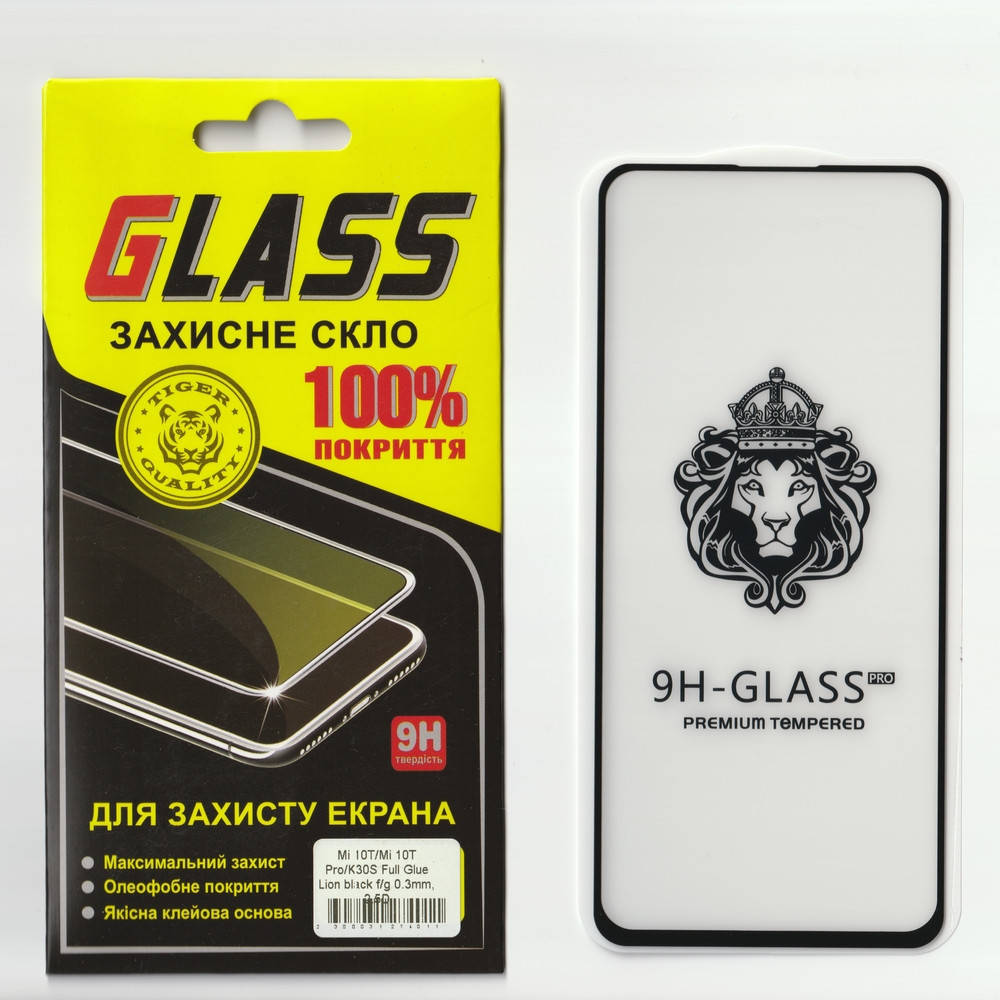 

Защитное стекло Lion на весь экран для Xiaomi Mi 10T / Mi 10T Pro (Чёрная рамка, Full Glue), Черный