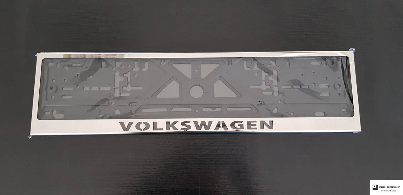 

Рамка номерного знака с надписью и логотипом "Volkswagen"