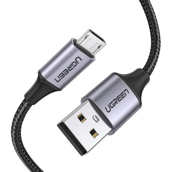 

Кабель UGREEN US290 USB 2.0- micro-USB 1m Metal Black (60146), Серый