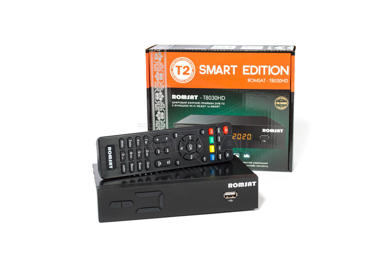 

Цифровой эфирный тюнер DVB/Т2 Romsat 8030HD smart control