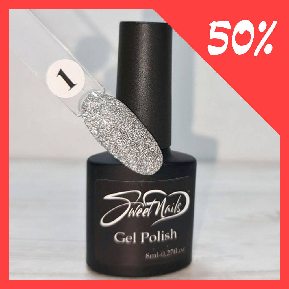

Светоотражающий гель лак для ногтей серебро №1 8мл Sweet Nails