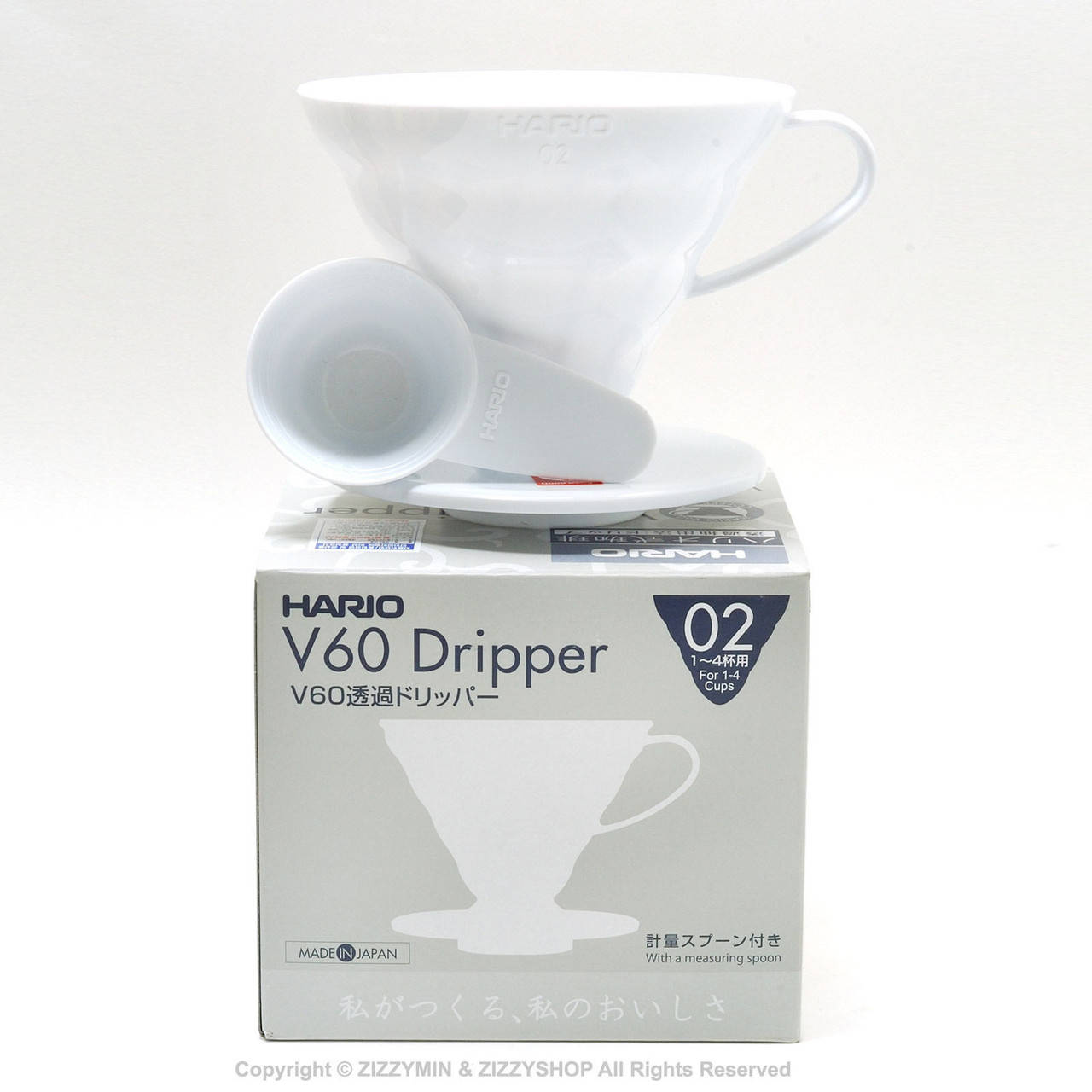 

Пластиковая воронка Hario V60 02 Белая, для кофе, Белый