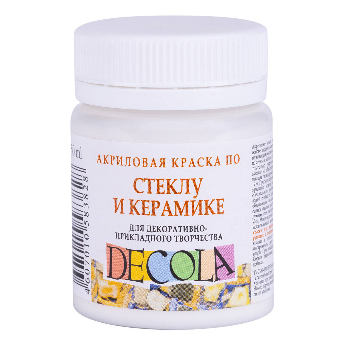 

Краска акриловая по стеклу и керамике ДЕКОЛА, белая, 50мл ЗХК 352167