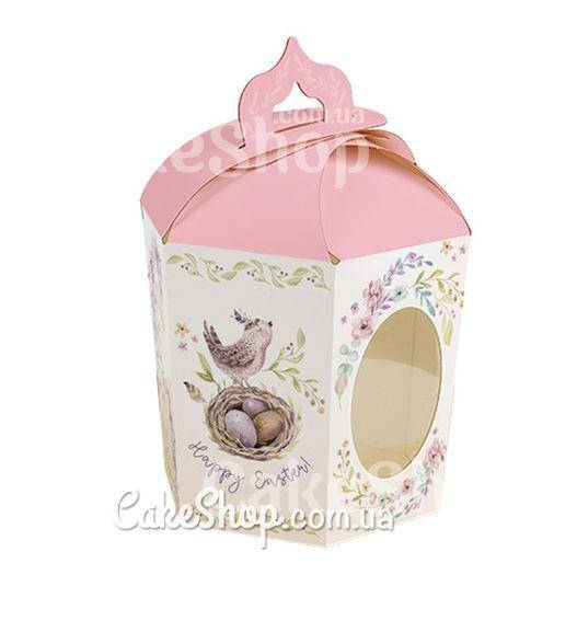 

Коробка для пасхальных куличей 14,5х16,5х16 см, Птичка розовая