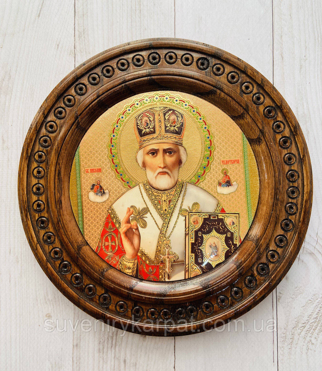 

Дерев'яна тарілка (ікона) "Св. Микола Чудотворець" 20