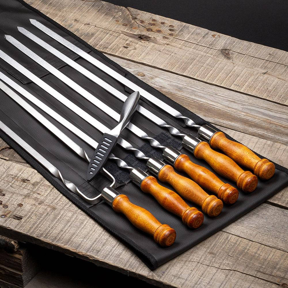 

Подарочный набор шампуров в чехле Red Fox 23 для шашлыка и барбекю Подарок дядя на день рождение