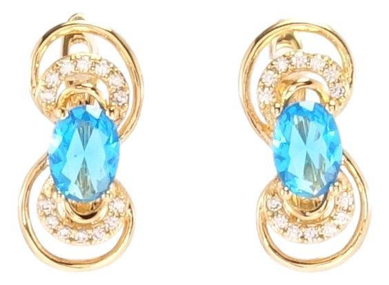 

Серьги Xuping Позолота 18K английский замок "Замысловатый орнамент с голубым кристаллом"
