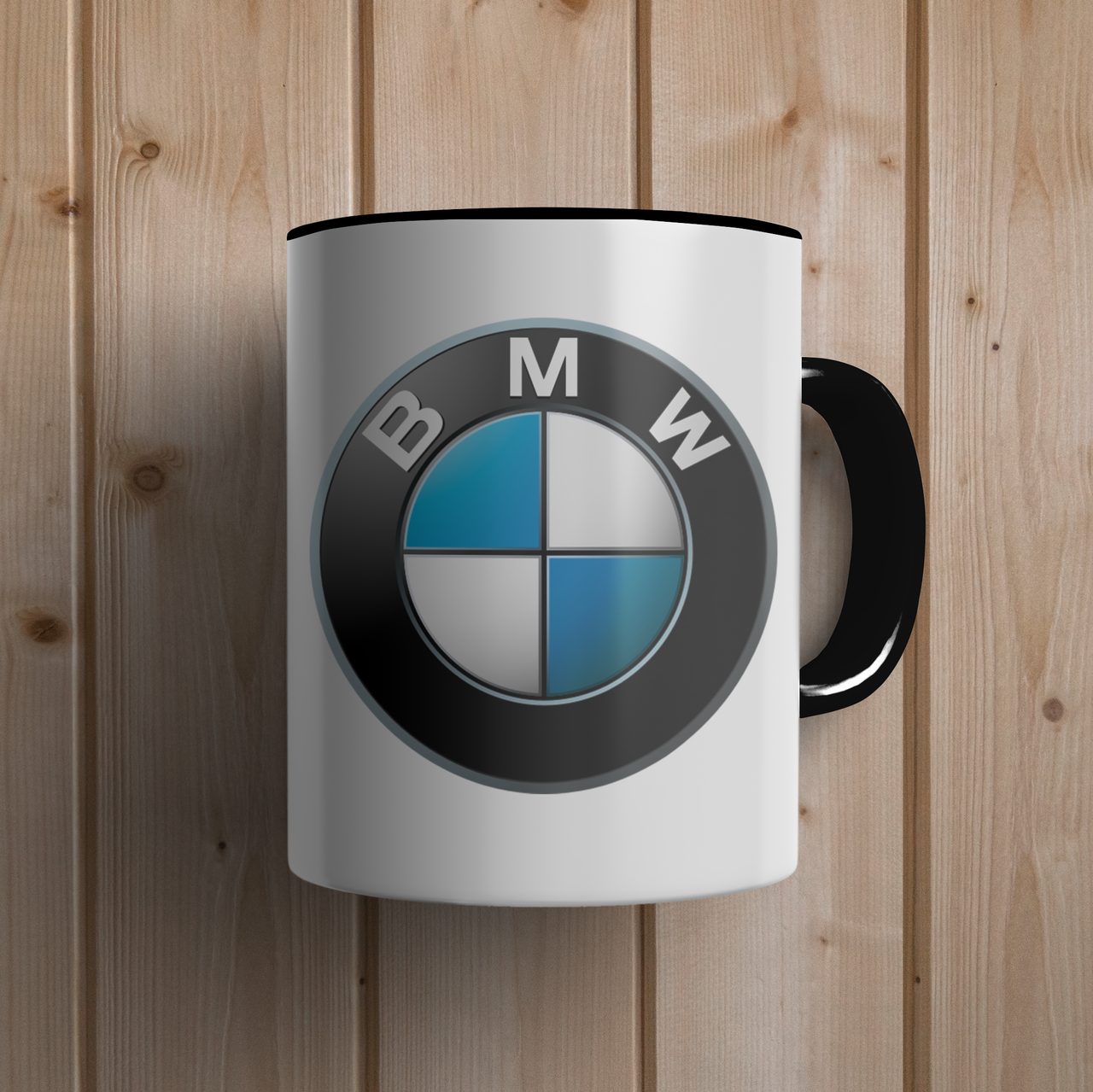 

Кружка с логотипом BMW 330 мл Белая с черной ручкой, Белый