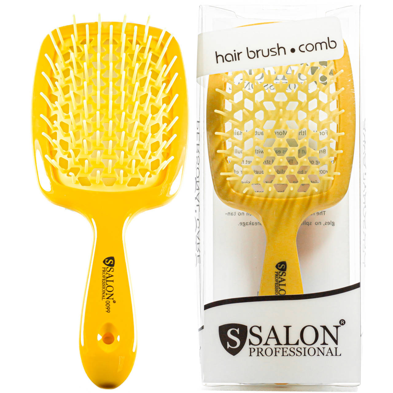 

Расчёска для волос Salon Professional массажная продувная большая 0099 Жёлтая